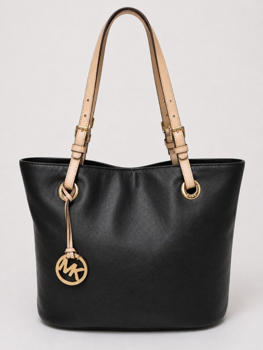 Michael Michael Kors Jet Set Black Leather Medium Tote 38T6YTTT2L